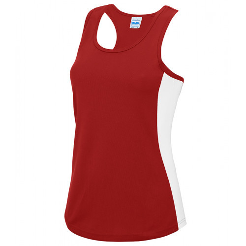 Just Cool Women's Cool Contrast Vest Fire Red/Arctic White