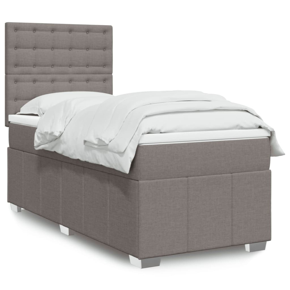 Produktbild för Ramsäng med madrass taupe 100x200 cm tyg