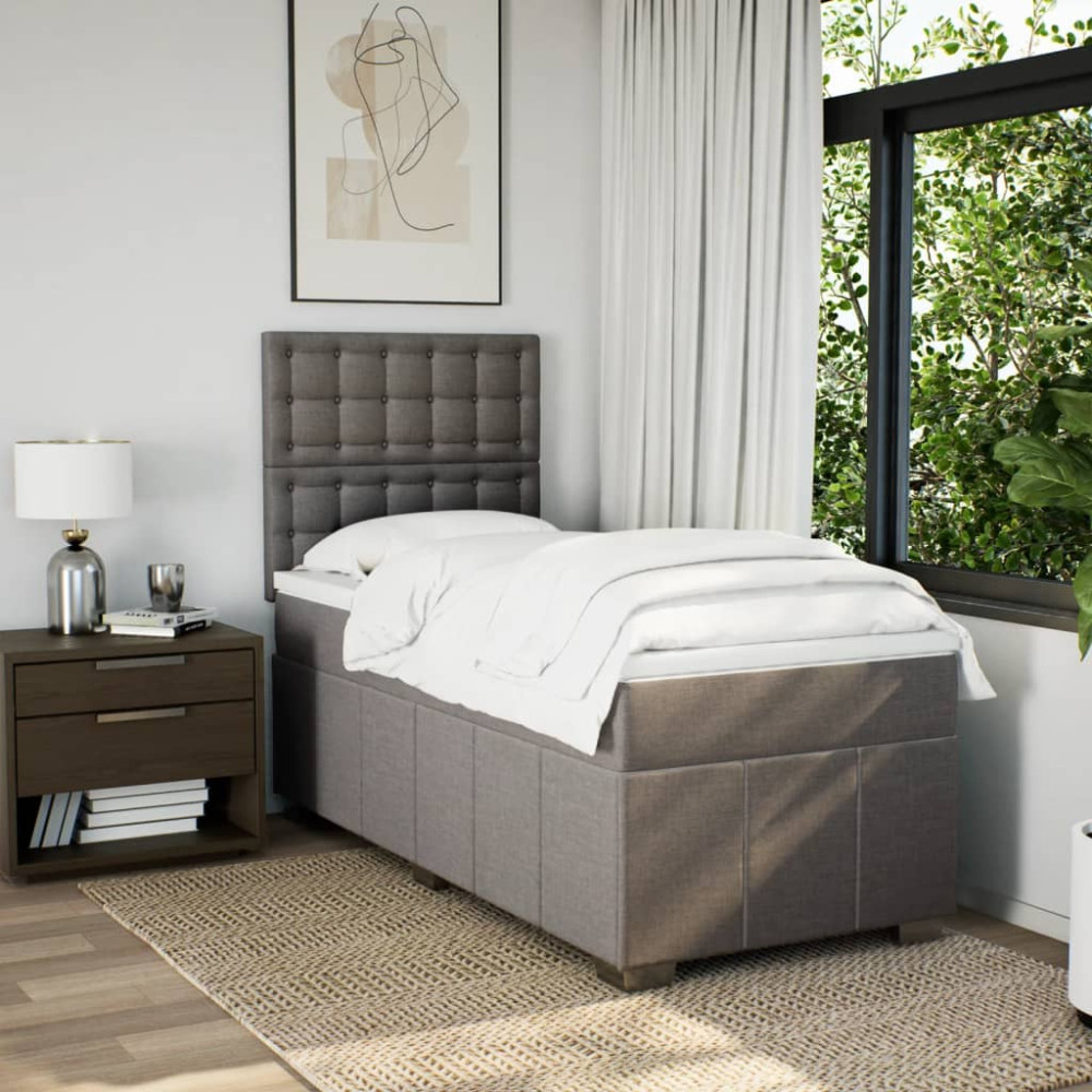 Produktbild för Ramsäng med madrass taupe 100x200 cm tyg