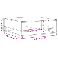 Produktbild för Soffbord svart 60,5x60,5x30 cm konstruerat trä och metall