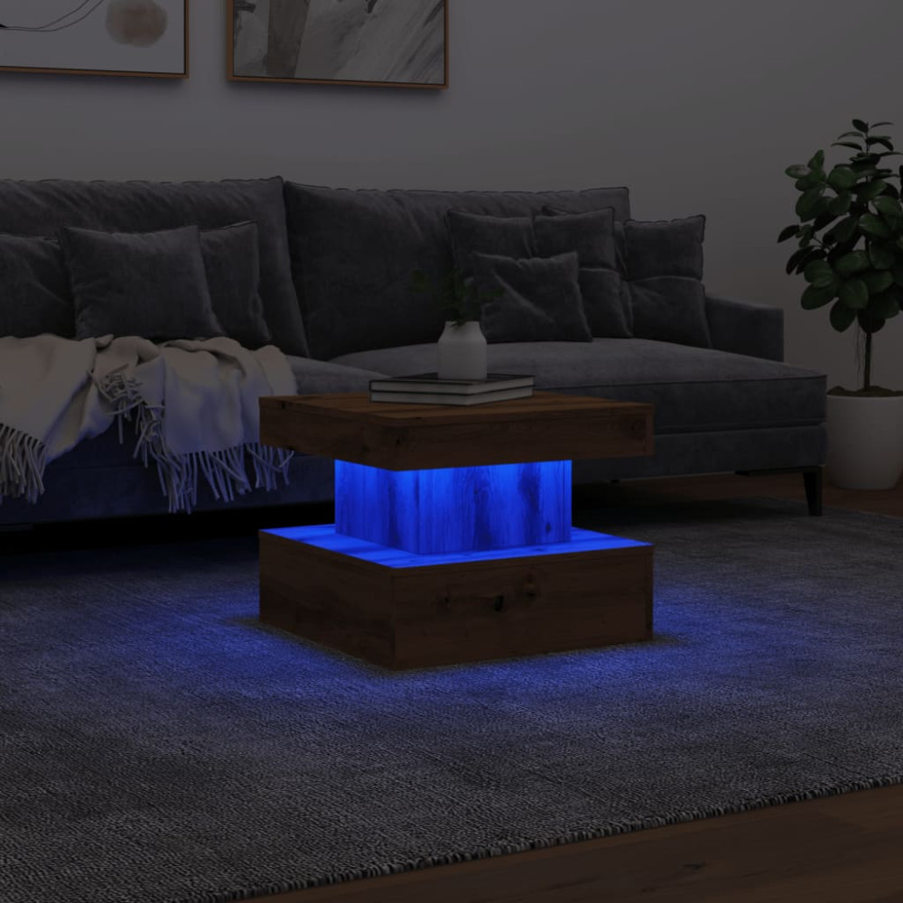 Produktbild för Soffbord med LED ek 50x50x40 cm