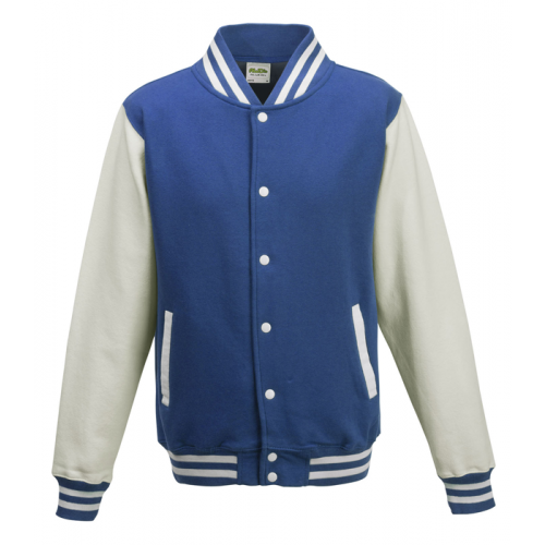 Just Hoods Varsity Jacket Royal Blue/Arctic White