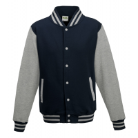 Just Hoods Varsity Jacket Oxford Navy/Heather Grey