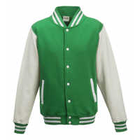 Just Hoods Varsity Jacket Kelly Green/Arctic White