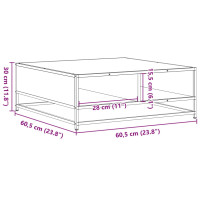 Produktbild för Soffbord brun ek 60,5x60,5x30 cm konstruerat trä och metall