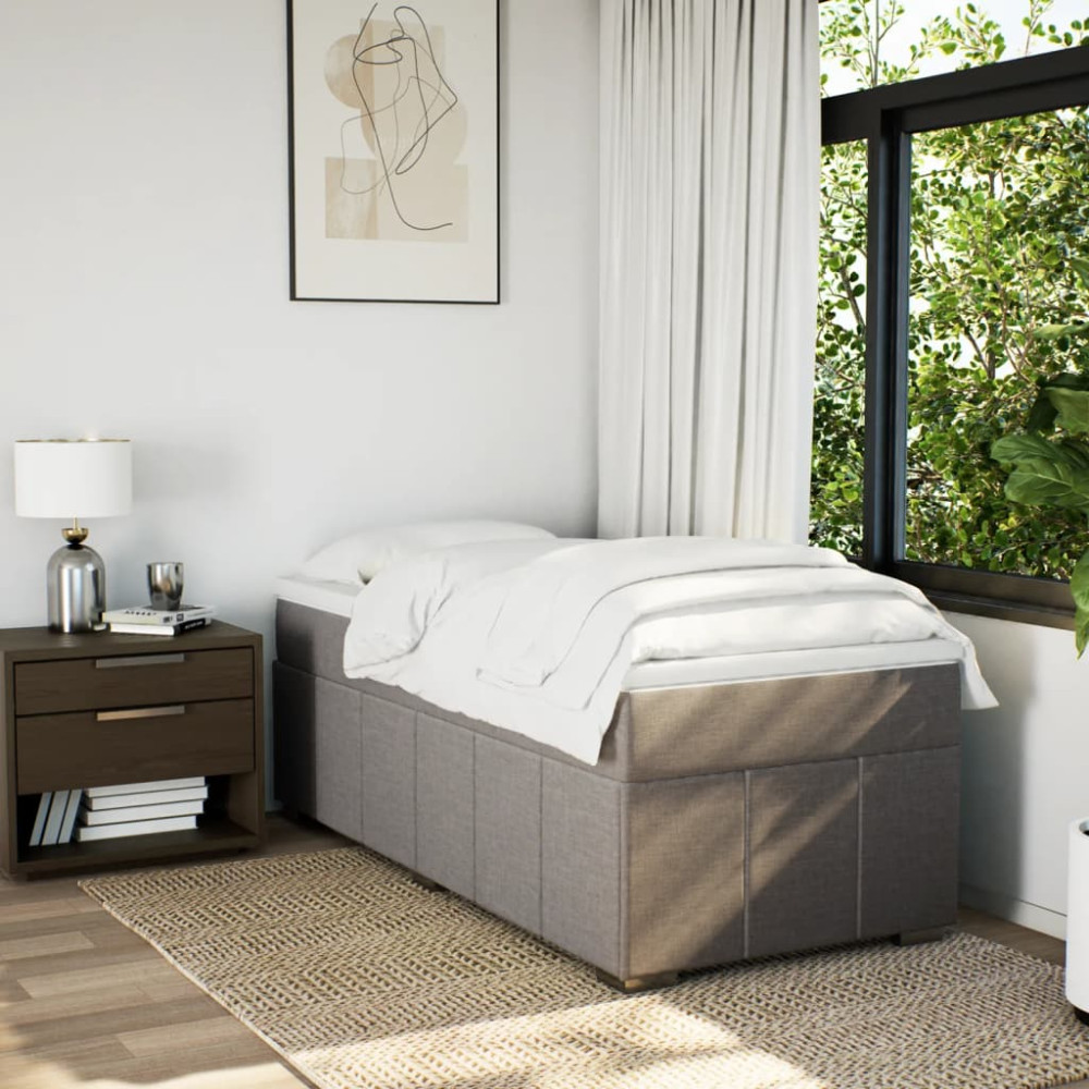 Produktbild för Ramsäng med madrass taupe 100x200 cm tyg