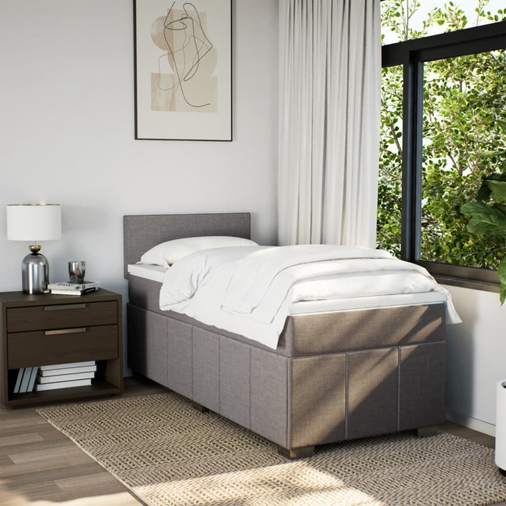 Produktbild för Ramsäng med madrass taupe 100x200 cm tyg