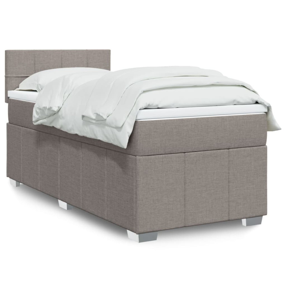 Produktbild för Ramsäng med madrass taupe 100x200 cm tyg