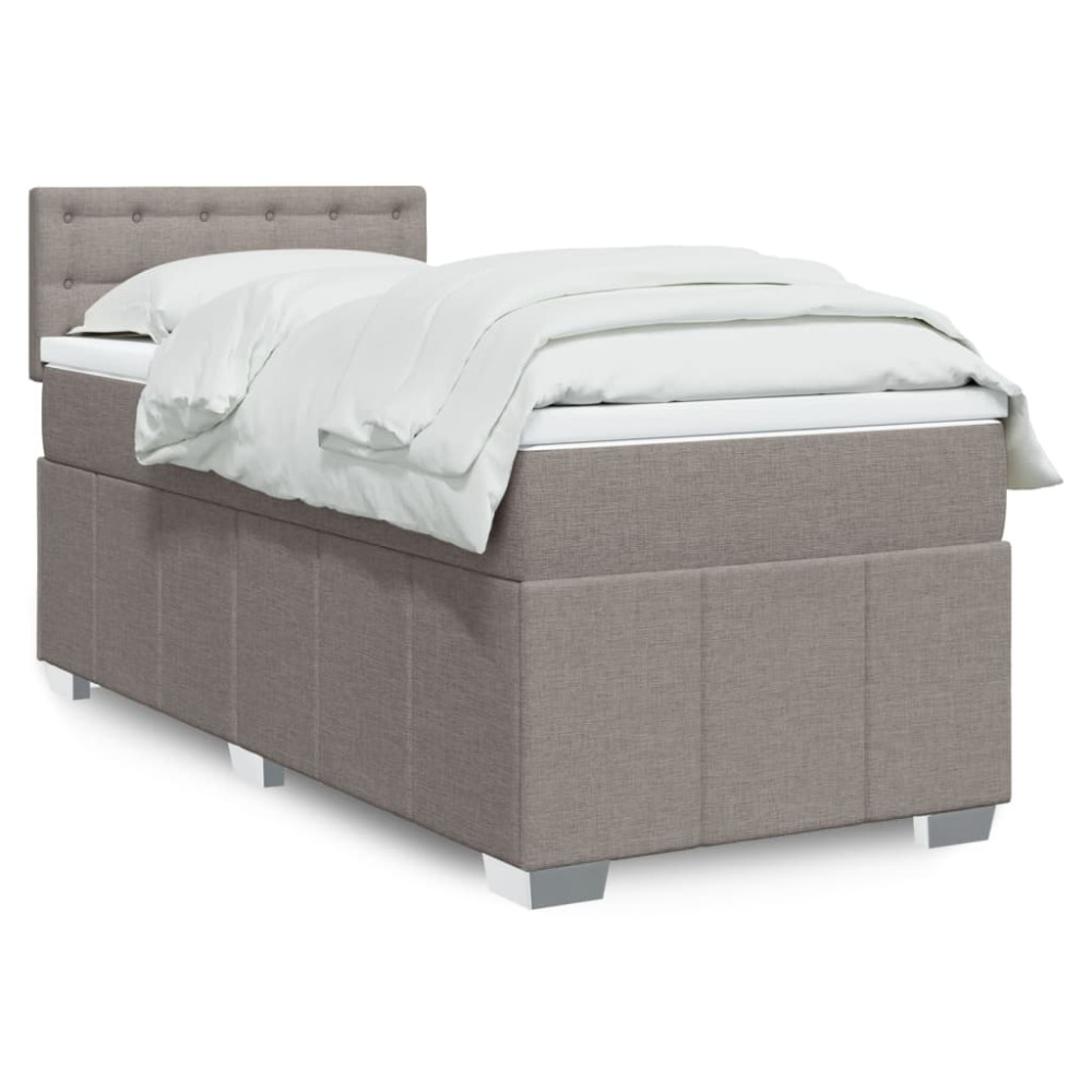 Produktbild för Ramsäng med madrass taupe 100x200 cm tyg