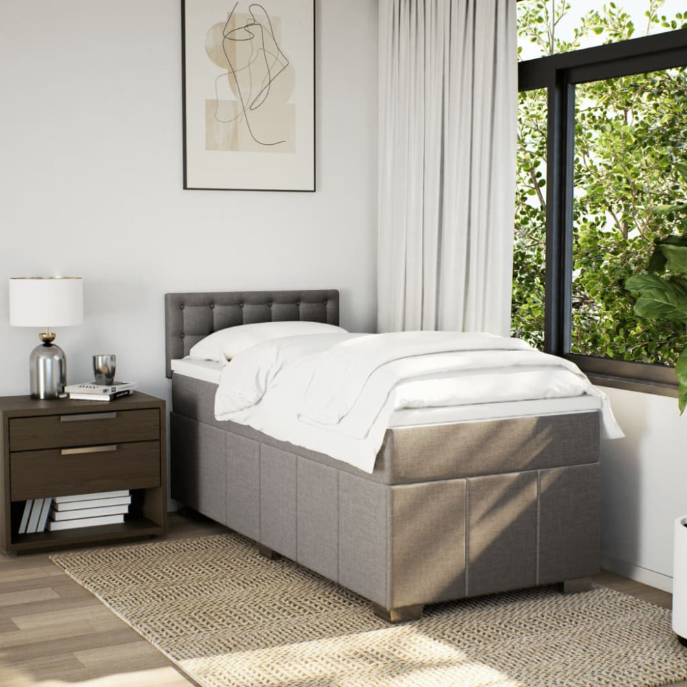 Produktbild för Ramsäng med madrass taupe 100x200 cm tyg