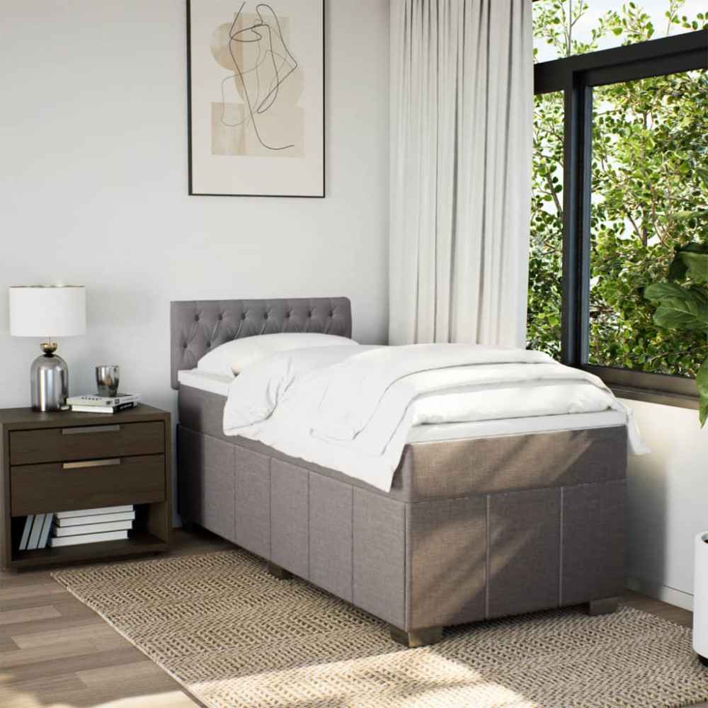 Produktbild för Ramsäng med madrass taupe 100x200 cm tyg