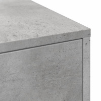 Produktbild för Smalt badrumsskåp med hjul betonggrå konstruerat trä