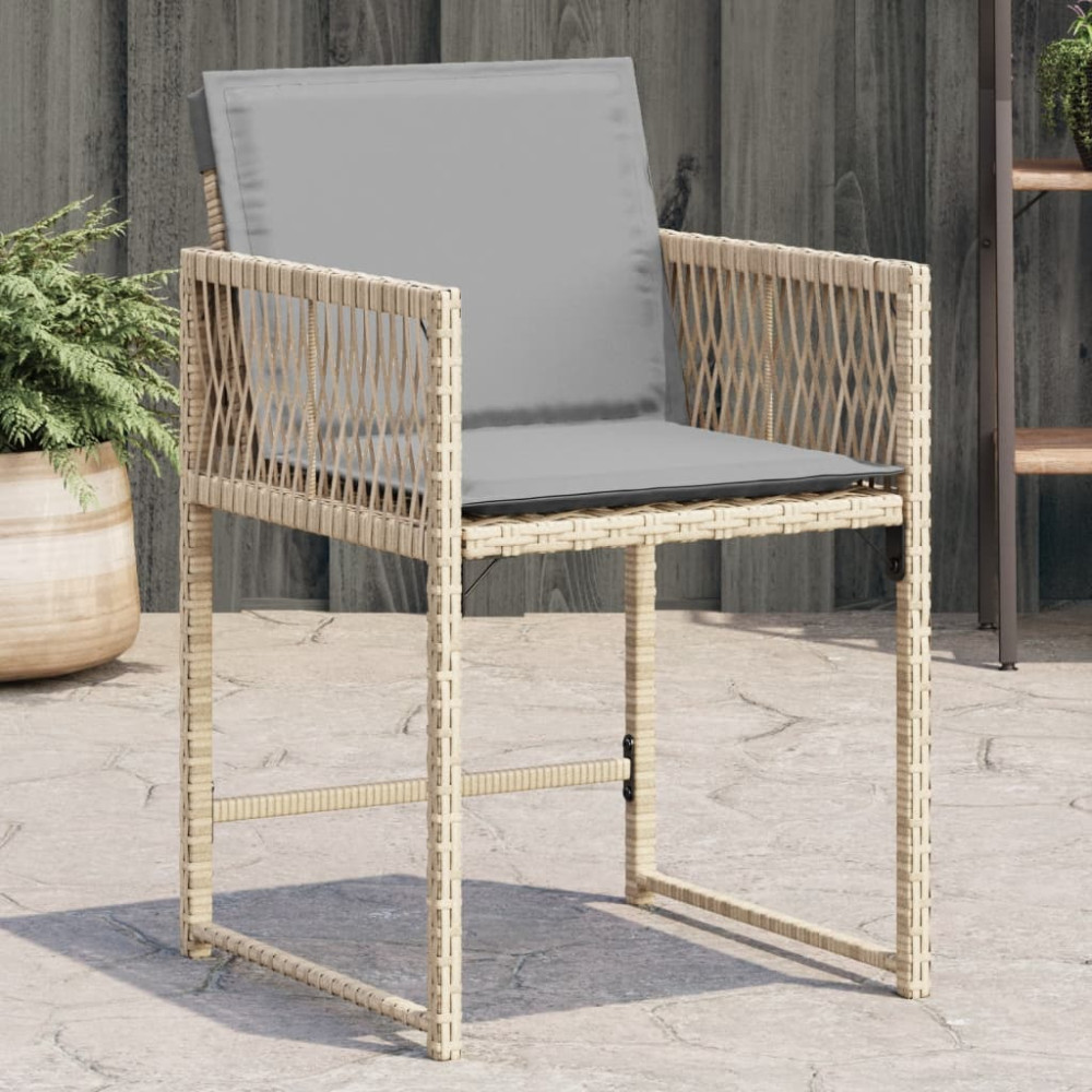 Produktbild för Trädgårdsstolar med dynor 4 st blandad beige konstrotting