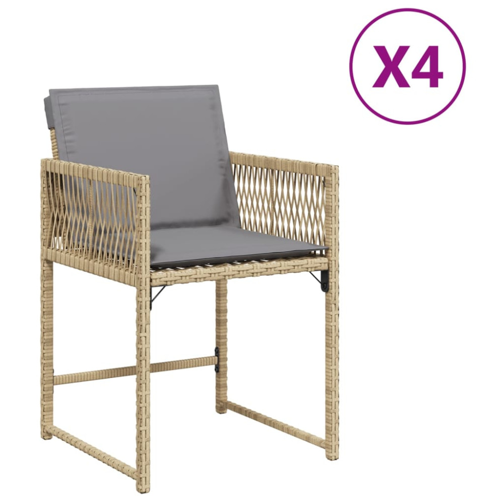 Produktbild för Trädgårdsstolar med dynor 4 st blandad beige konstrotting