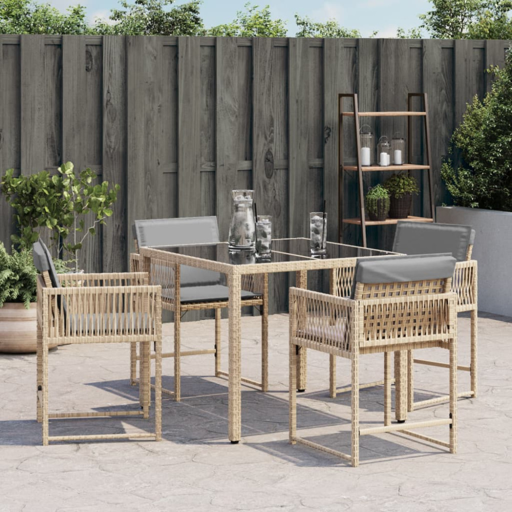 Produktbild för Trädgårdsstolar med dynor 4 st blandad beige konstrotting