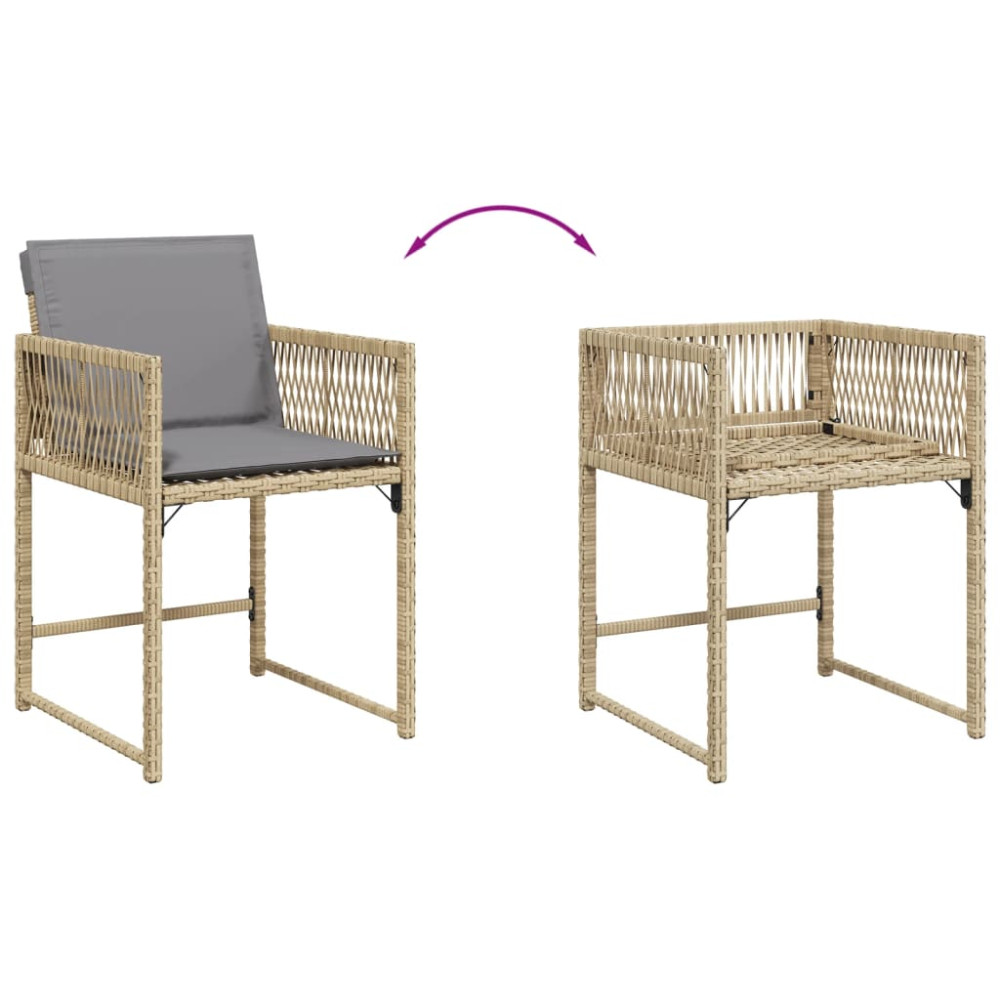 Produktbild för Trädgårdsstolar med dynor 4 st blandad beige konstrotting