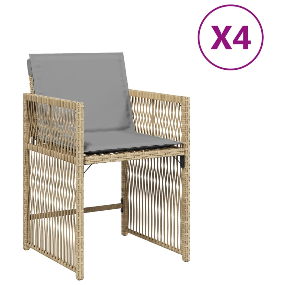 Produktbild för Trädgårdsstolar med dynor 4 st blandad beige konstrotting