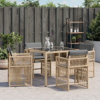 Produktbild för Trädgårdsstolar med dynor 4 st blandad beige konstrotting
