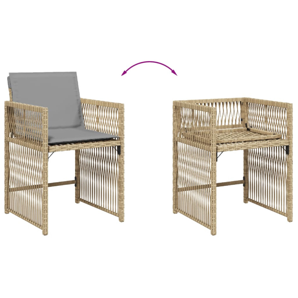 Produktbild för Trädgårdsstolar med dynor 4 st blandad beige konstrotting