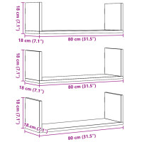 Produktbild för Vägghyllor 3 st sonoma-ek 80x18x18 cm konstruerat trä