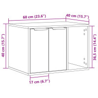 Produktbild för Skåp för kattlåda betonggrå 60x40x40 cm konstruerat trä