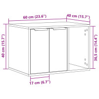 Produktbild för Skåp för kattlåda åldrat trä 60x40x40 cm konstruerat trä