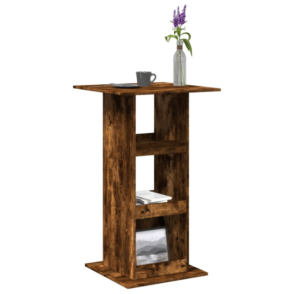Produktbild för Barbord med förvaring rökfärgad ek 60x60x102 cm konstruerat trä