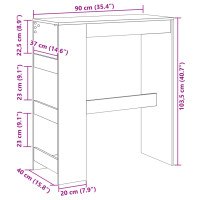 Produktbild för Barbord med hyllor brun ek 90x40x103,5 cm konstruerat trä