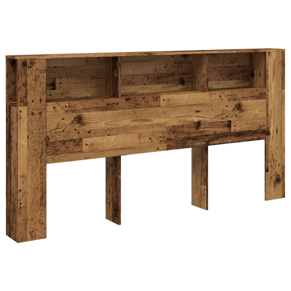 Produktbild för Sänggavel m förvaring åldrat trä 200x18,5x102,5 cm konstr. trä