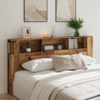 Produktbild för Sänggavel m förvaring åldrat trä 200x18,5x102,5 cm konstr. trä