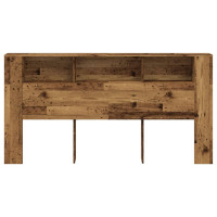Produktbild för Sänggavel m förvaring åldrat trä 200x18,5x102,5 cm konstr. trä