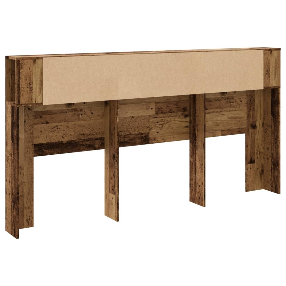 Produktbild för Sänggavel m förvaring åldrat trä 200x18,5x102,5 cm konstr. trä