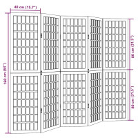 Produktbild för Rumsavdelare 5 paneler vit massivt kejsarträ