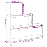 Produktbild för Bokhylla/Rumsavdelare 3 hyllor vit 123x29x123cm konstruerat trä