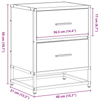 Produktbild för Sängbord 2 st rökfärgad ek 40x31x50 cm konstruerat trä