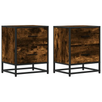 Produktbild för Sängbord 2 st rökfärgad ek 40x31x50 cm konstruerat trä