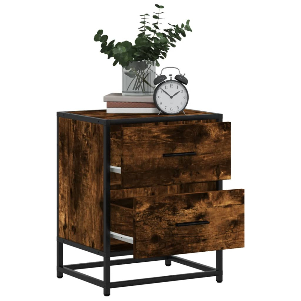 Produktbild för Sängbord 2 st rökfärgad ek 40x31x50 cm konstruerat trä