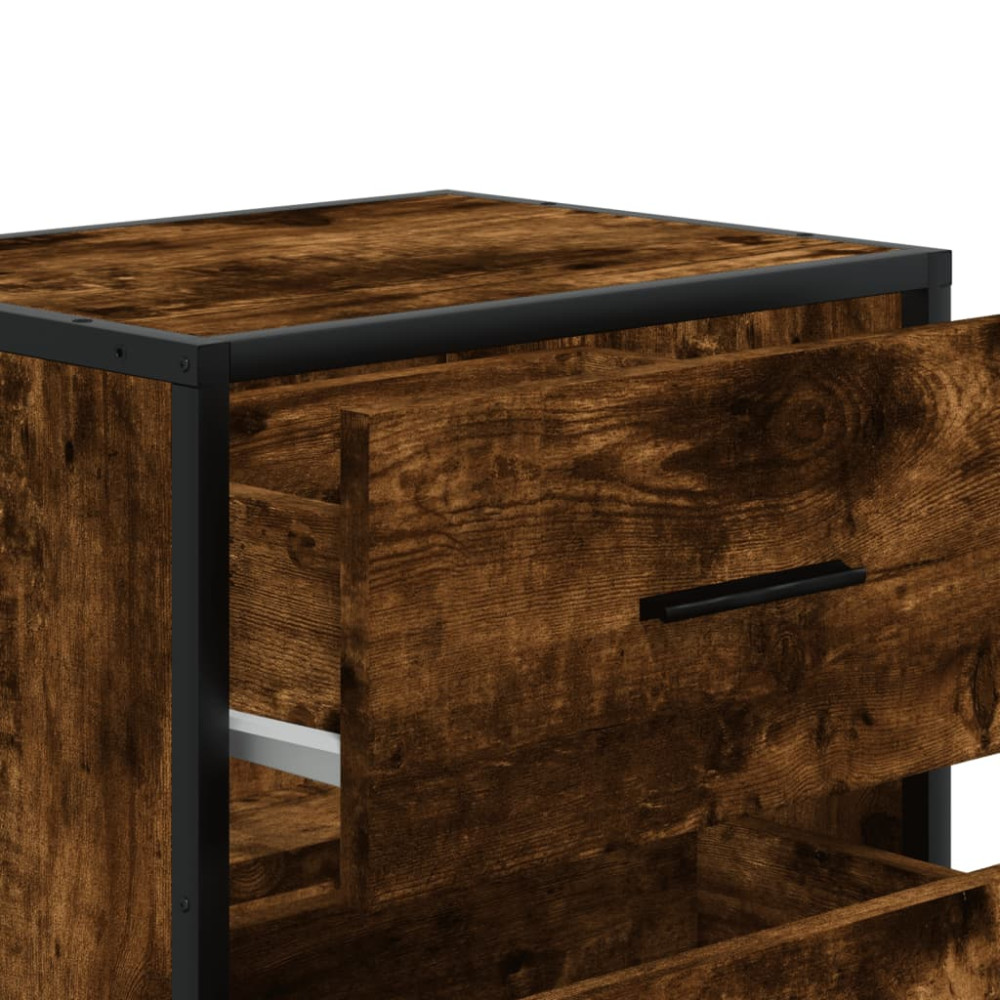 Produktbild för Sängbord 2 st rökfärgad ek 40x31x50 cm konstruerat trä