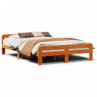 Produktbild för Sängram utan madrass vaxbrun 160x200 cm massiv furu