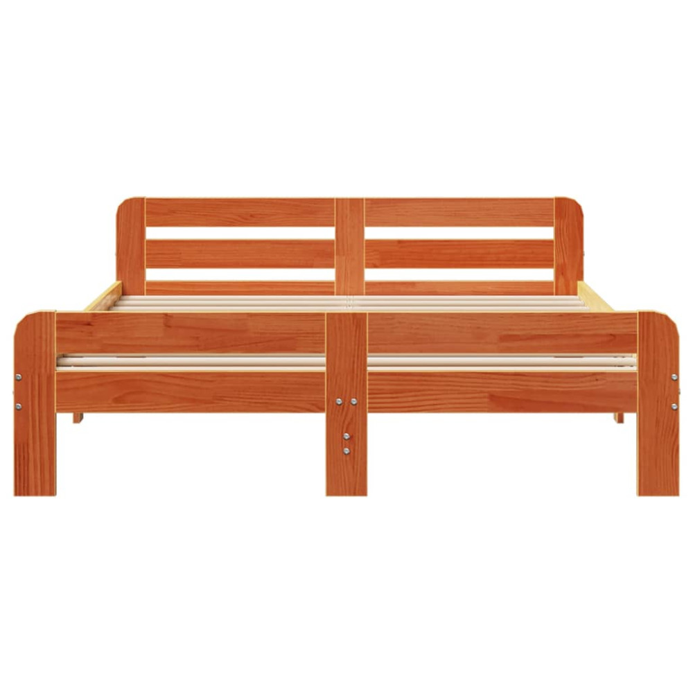 Produktbild för Sängram utan madrass vaxbrun 160x200 cm massiv furu