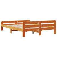 Produktbild för Sängram utan madrass vaxbrun 160x200 cm massiv furu
