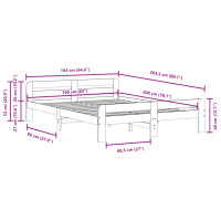 Produktbild för Sängram utan madrass vaxbrun 160x200 cm massiv furu