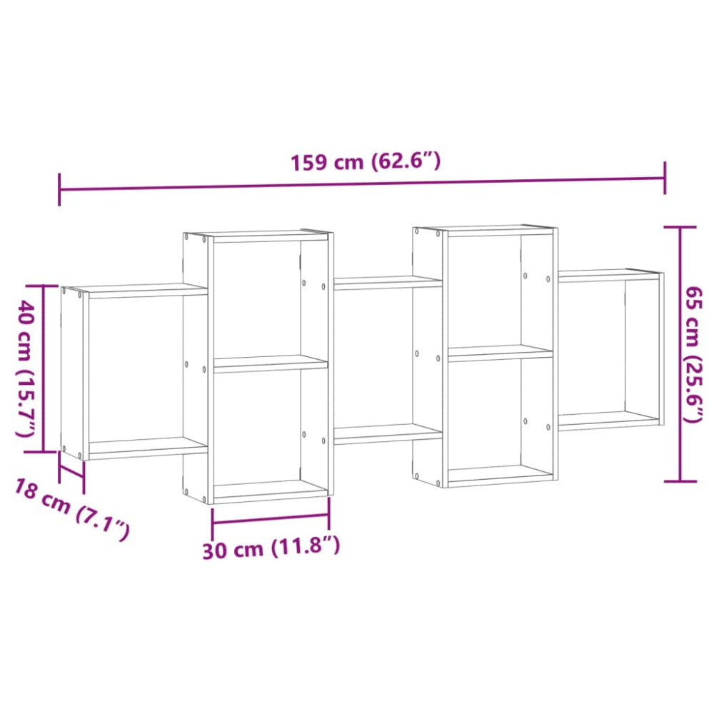 Produktbild för Vägghylla ek 159x18x65 cm konstruerat trä