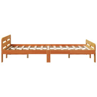 Produktbild för Sängram utan madrass vaxbrun 135x190 cm massiv furu