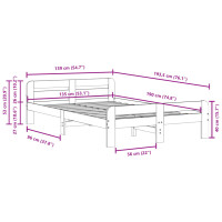 Produktbild för Sängram utan madrass vaxbrun 135x190 cm massiv furu