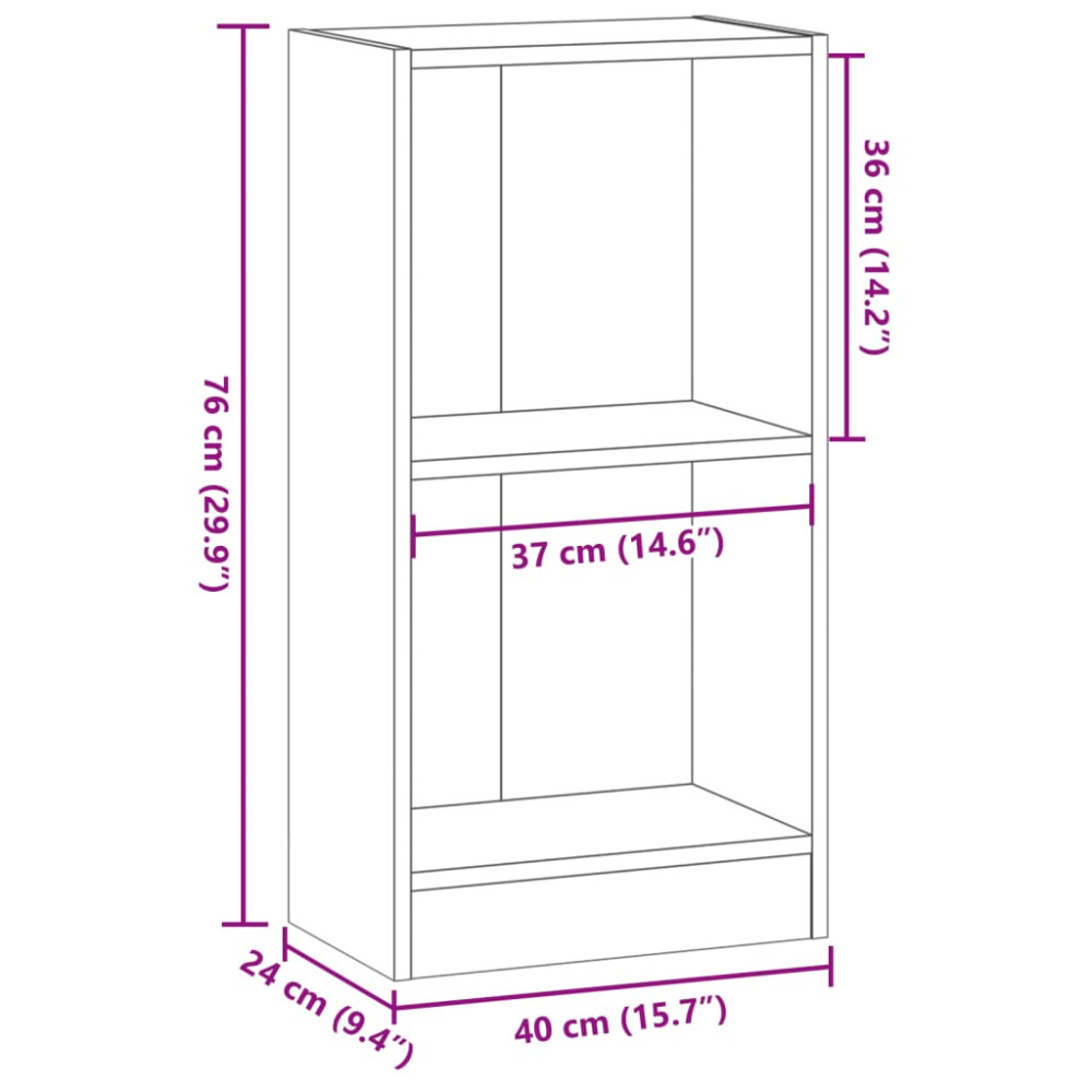 Produktbild för Bokhylla rökfärgad ek 40x24x76 cm konstruerat trä