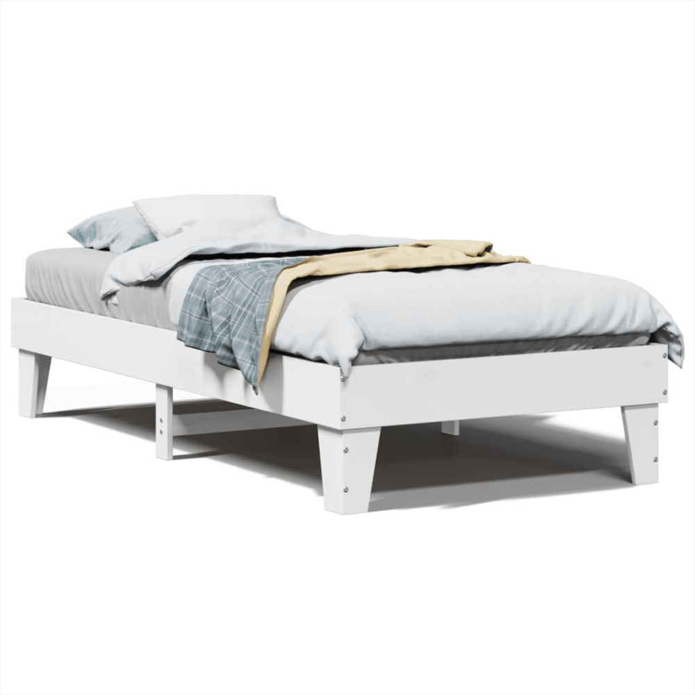 Produktbild för Sängram utan madrass vit 90x200 cm massiv furu