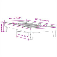 Produktbild för Sängram utan madrass vit 90x200 cm massiv furu