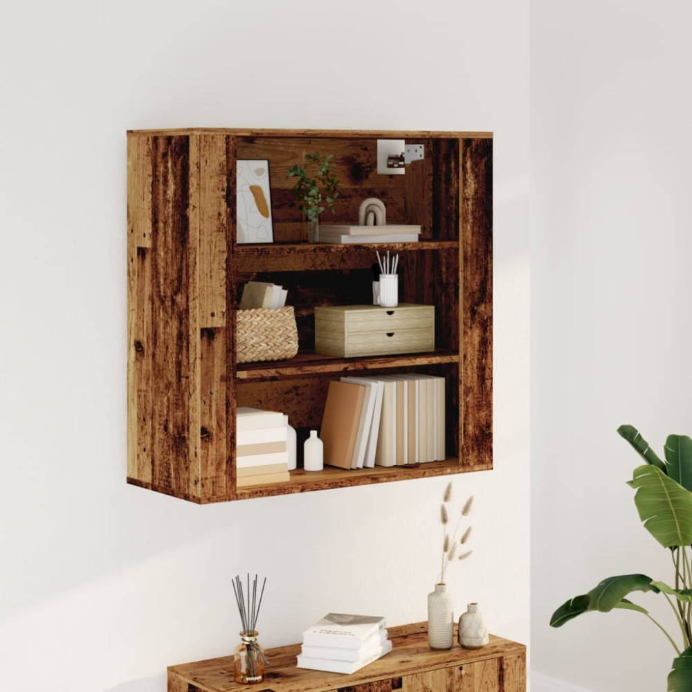 Produktbild för Väggskåp gammalt trä 80x33x80 cm konstruerat trä