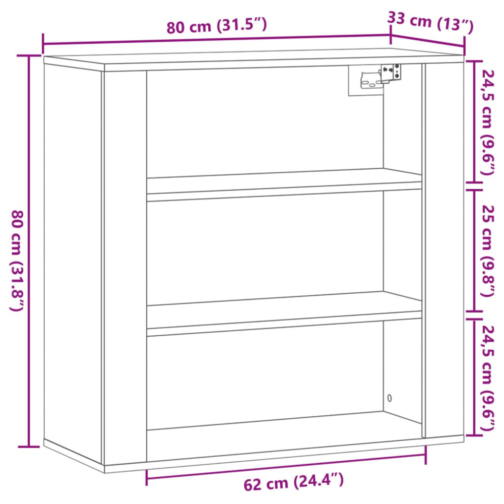 Produktbild för Väggskåp gammalt trä 80x33x80 cm konstruerat trä